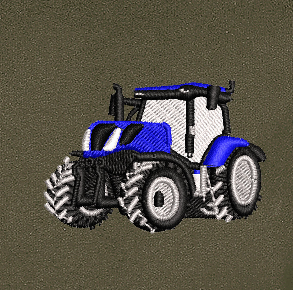 Sweat à capuche - New Holland T7 - détail broderie kaki