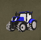 Sweat à capuche - New Holland T7 - détail broderie kaki