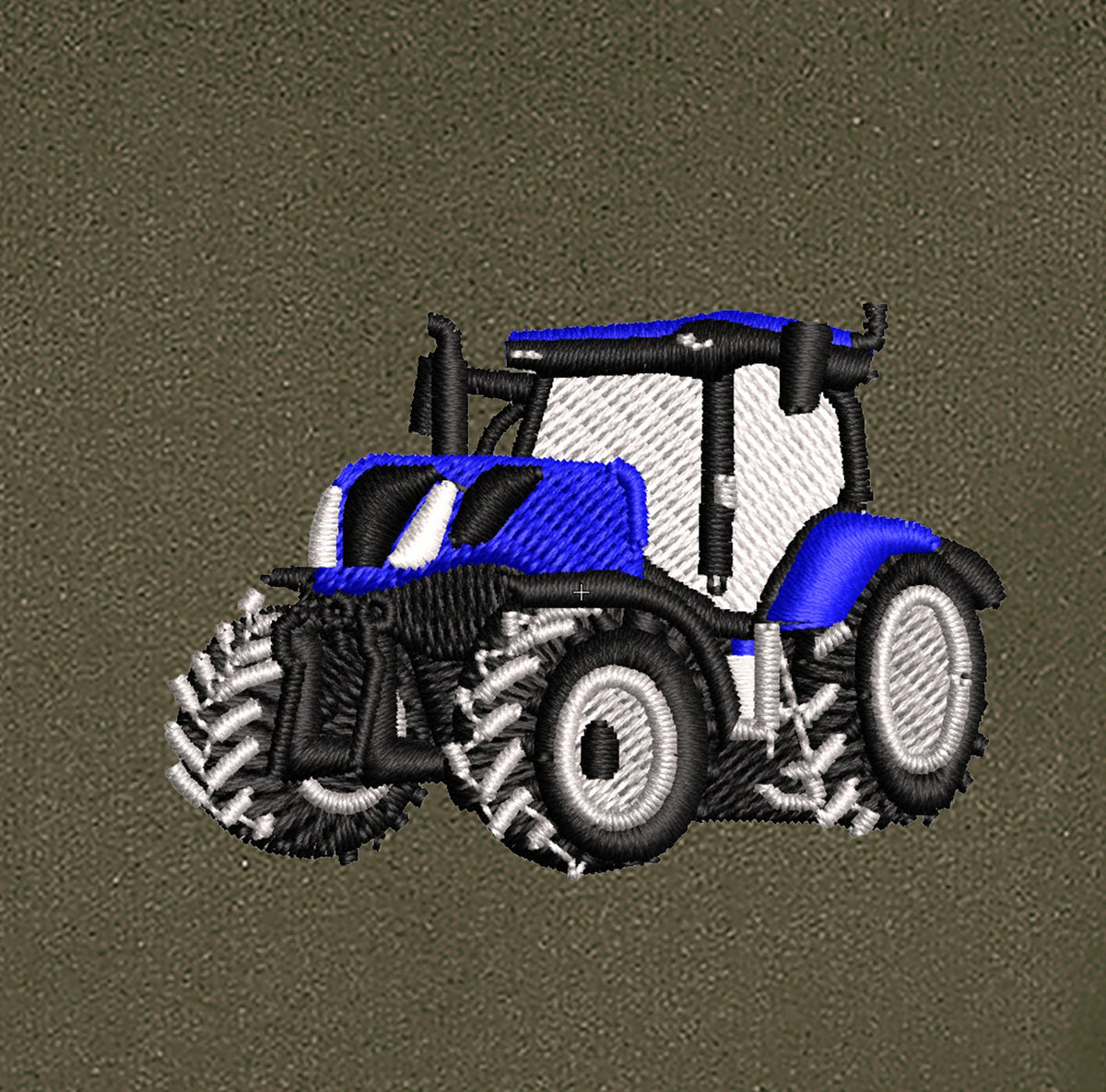 Sweat à capuche - New Holland T7 - détail broderie kaki