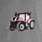 T-shirt - New Holland T7 Rose - détail broderie gris