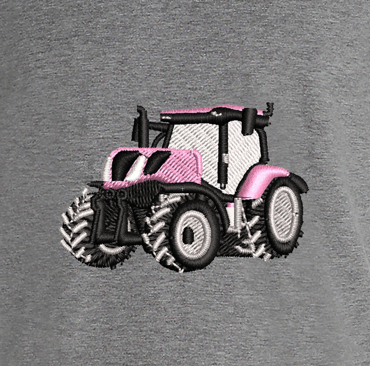 T-shirt - New Holland T7 Rose - détail broderie gris