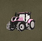 Sweat à capuche - New Holland T7 Rose - détail broderie kaki