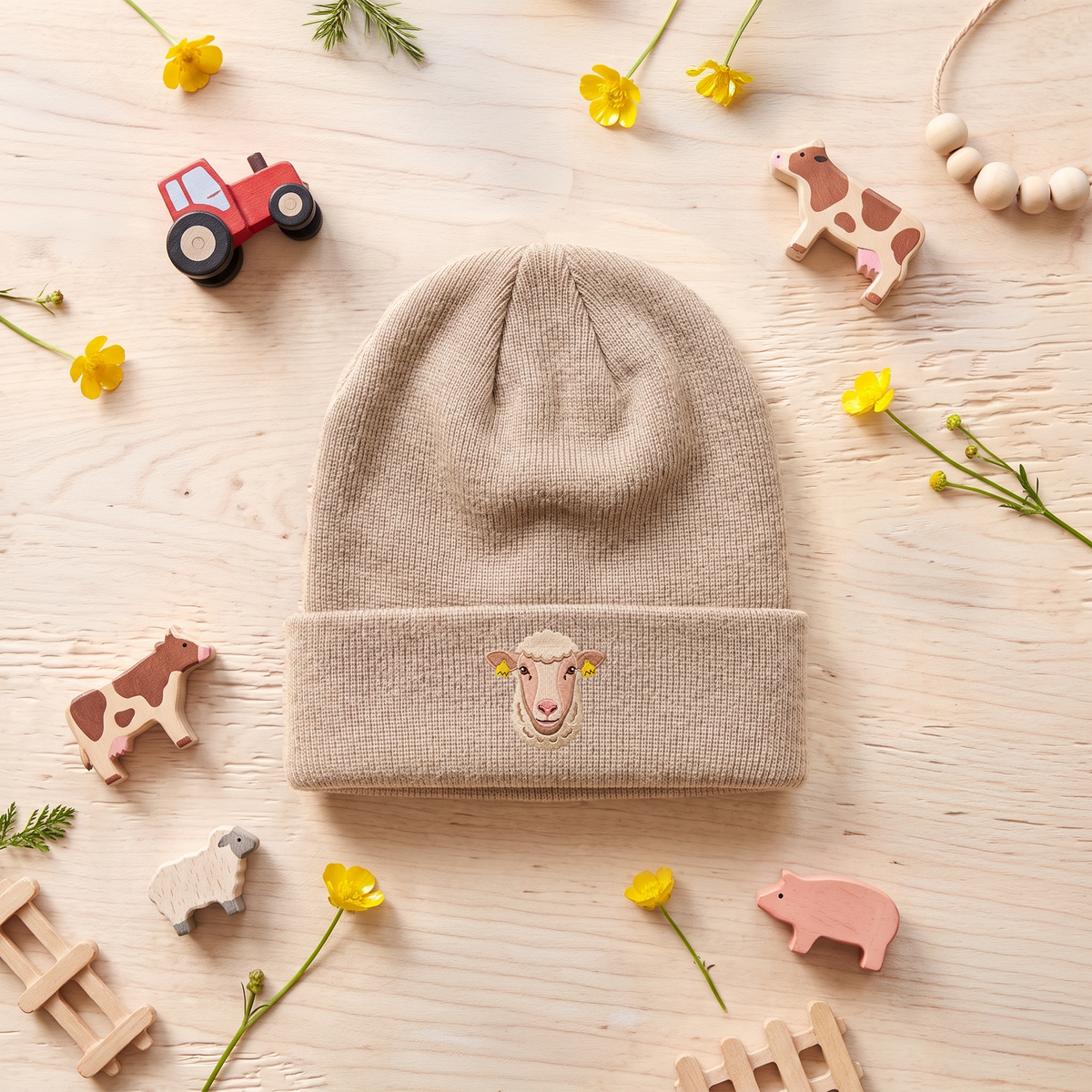 Bonnet enfant brodé - Mouton
