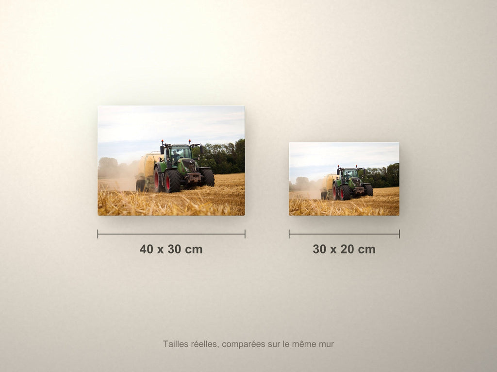 Poster métallique Fendt — formats 40x30 et 30x20 cm comparés