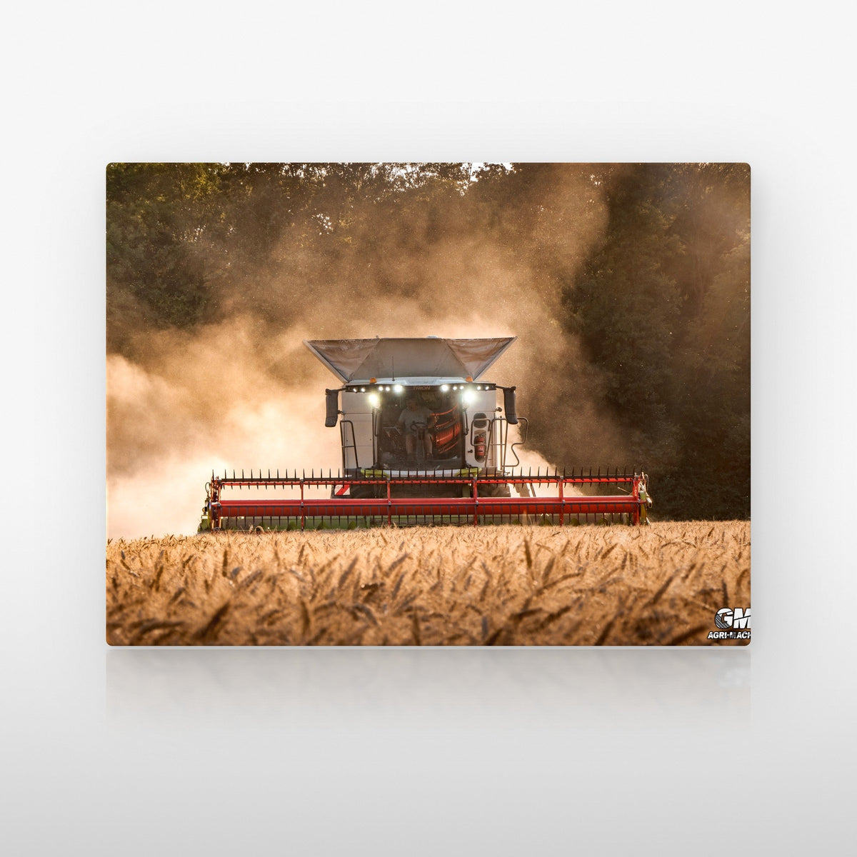 Poster métallique GMT Agri Machinery — plaque sur fond neutre