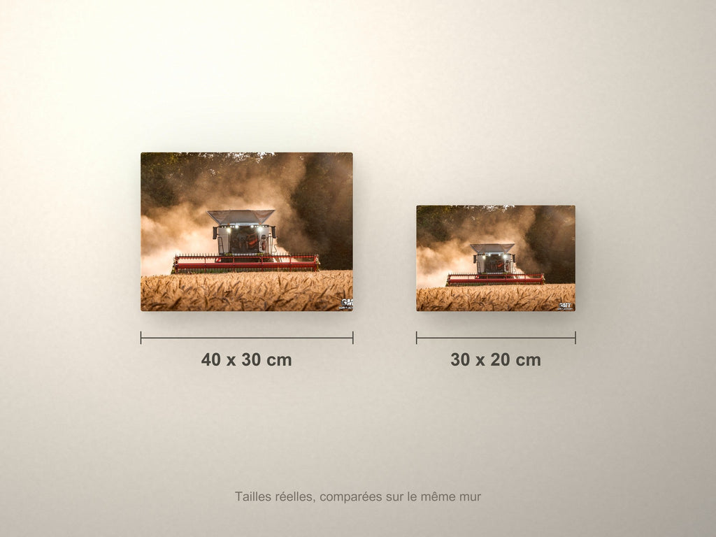 Poster métallique GMT Agri Machinery — formats 40x30 et 30x20 cm comparés