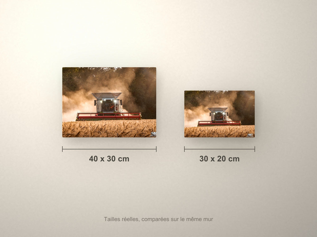 Poster métallique GMT Agri Machinery — formats 40x30 et 30x20 cm comparés