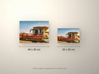 Poster métallique GMT Agri Machinery — formats comparés en centimètres