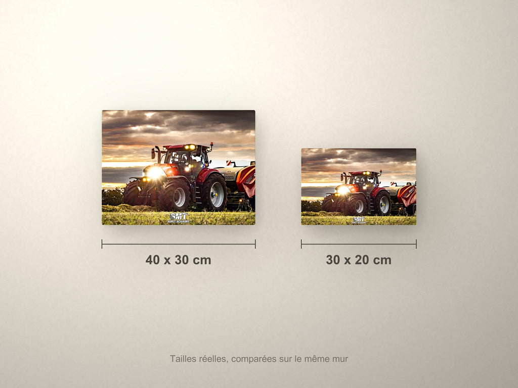 Poster métallique GMT Case — formats comparés en centimètres