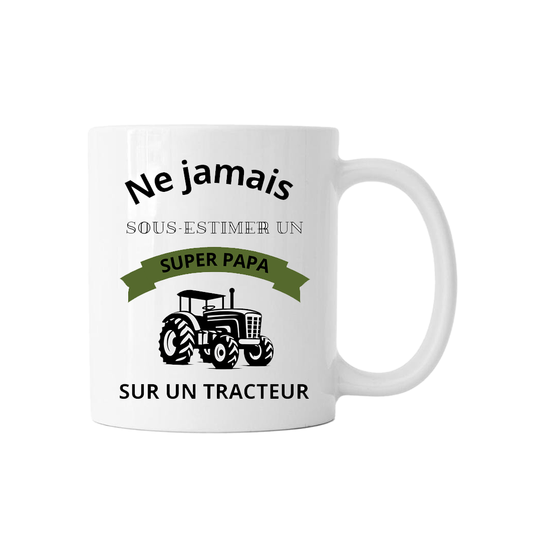 Mug "Ne jamais sous-estimer un papa sur un tracteur" - COQ AGRI