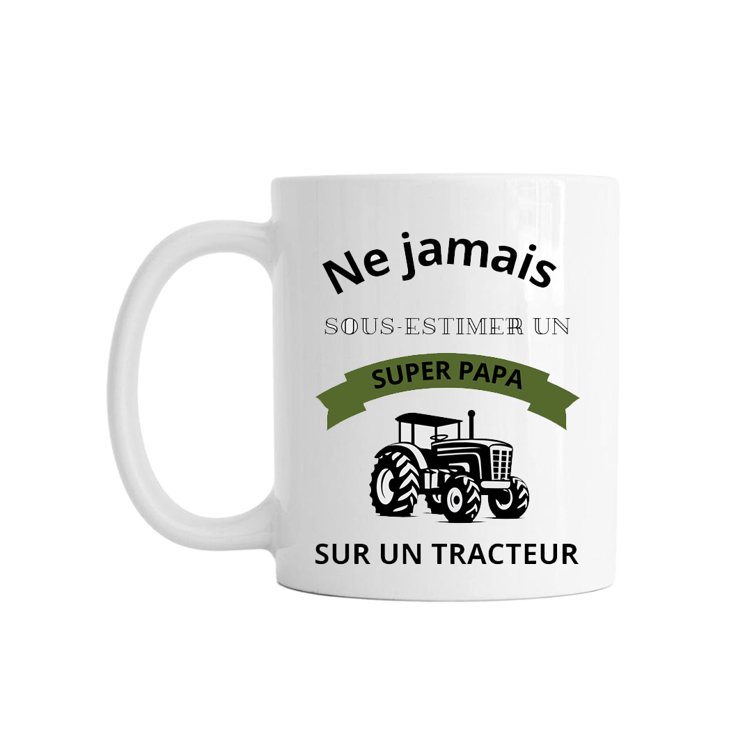 Mug "Ne jamais sous-estimer un papa sur un tracteur" - COQ AGRI