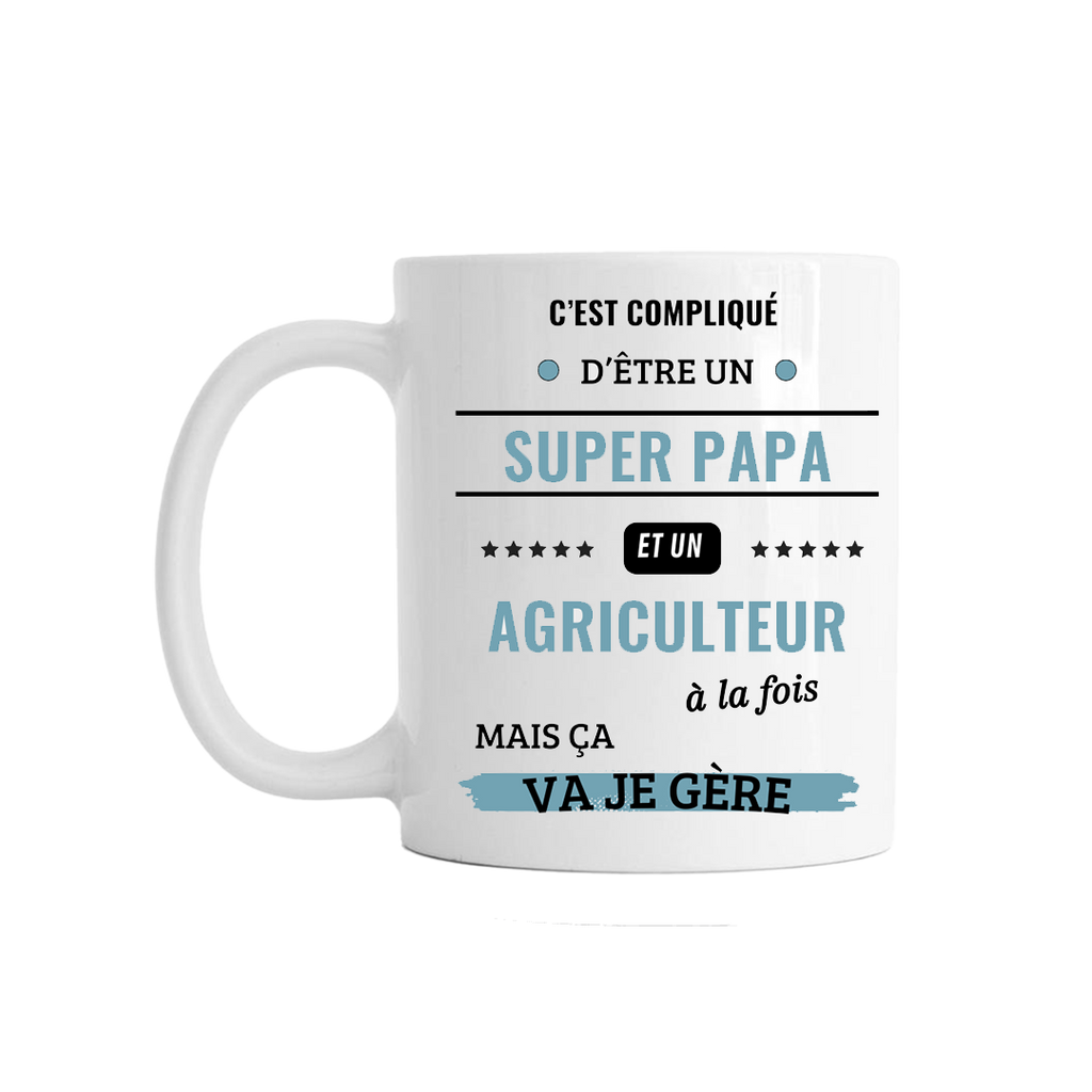 Mug "Super papa et agriculteur" - COQ AGRI