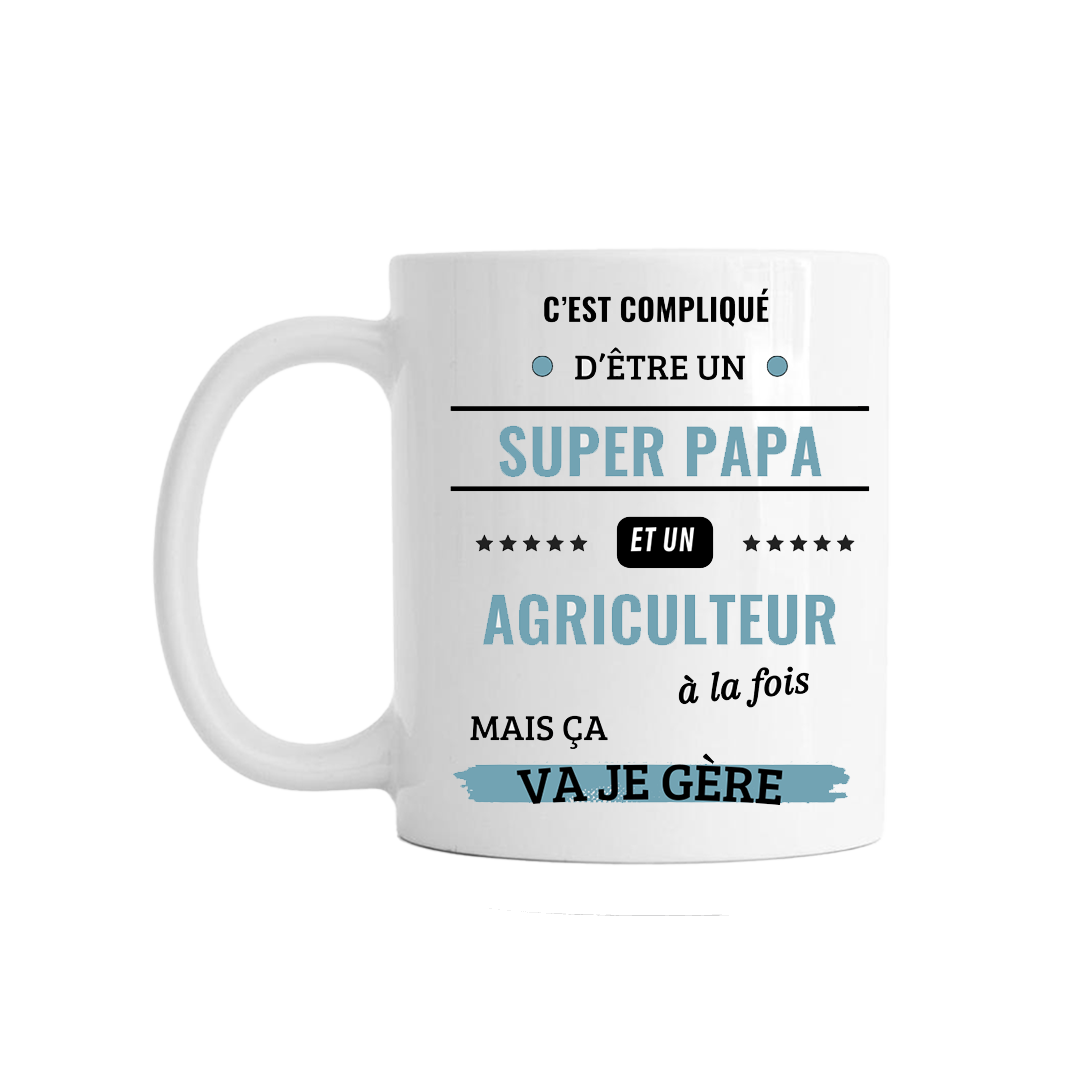 Mug "Super papa et agriculteur" - COQ AGRI
