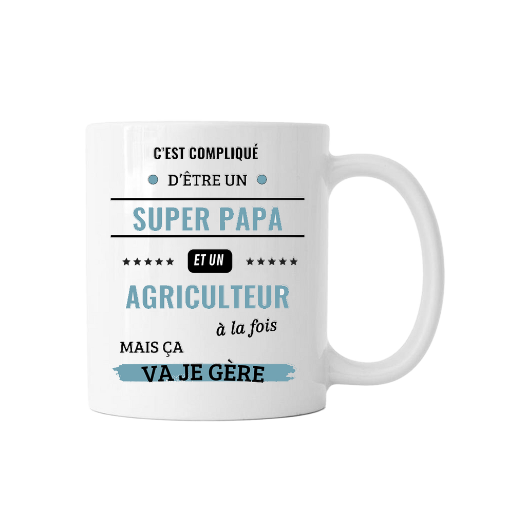Mug "Super papa et agriculteur" - COQ AGRI