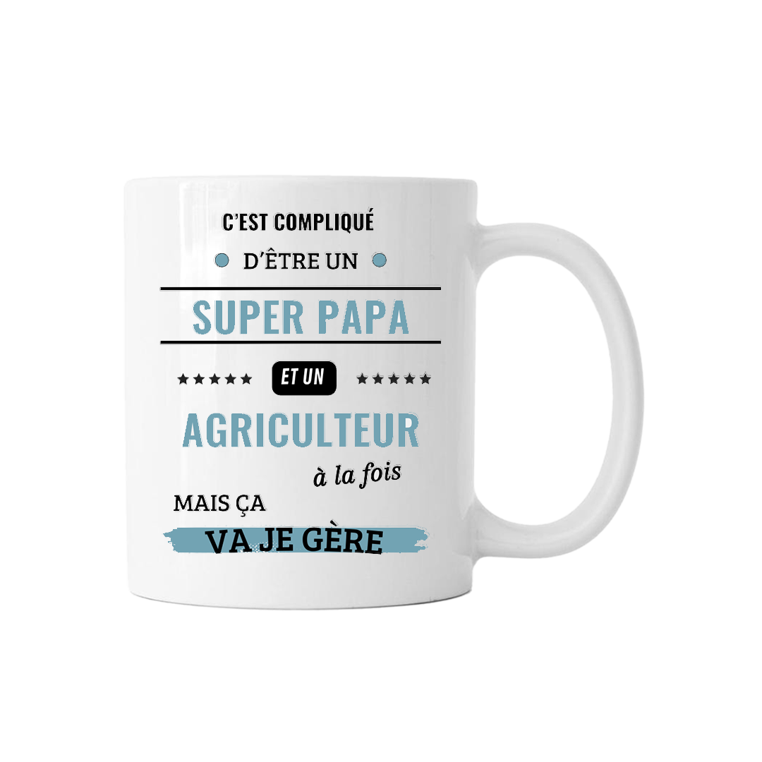 Mug "Super papa et agriculteur" - COQ AGRI