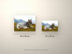 Poster métallique Vache Grise des Alpes — formats comparés en centimètres