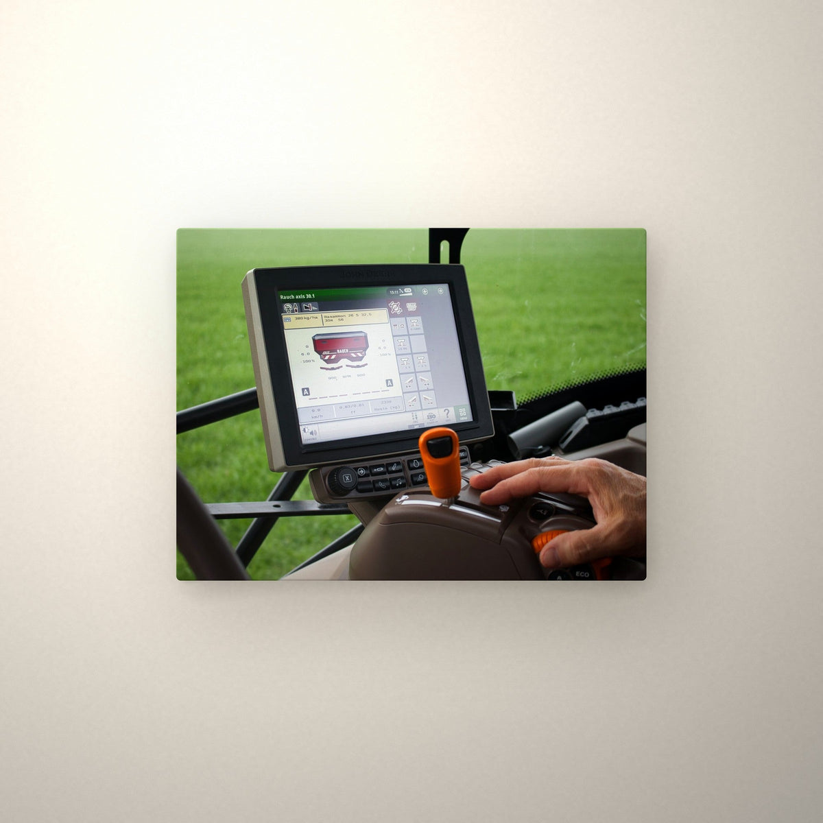 Poster métallique console de tracteur — accroché au mur